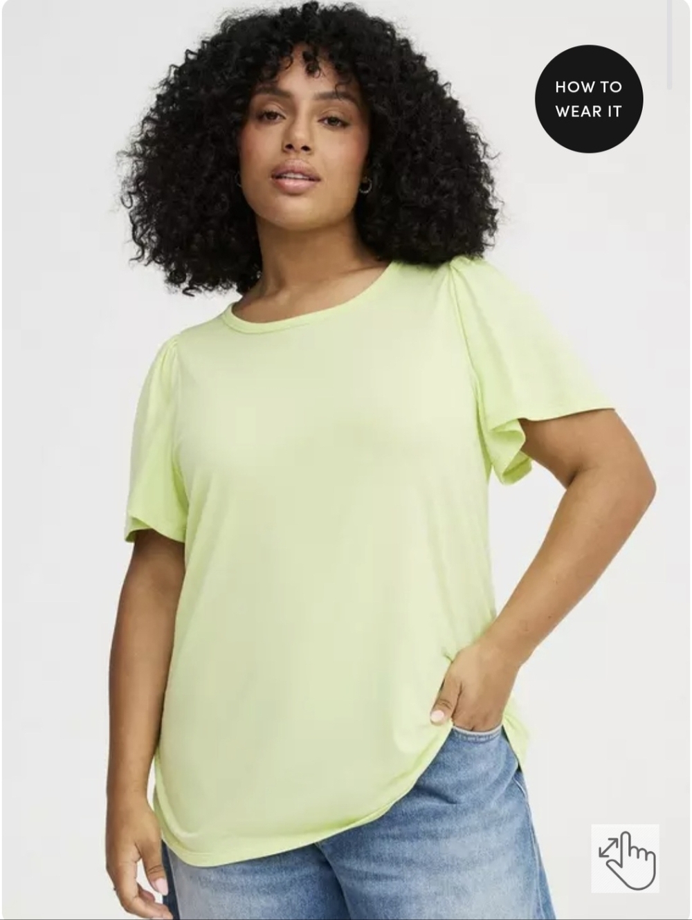 NWT Torrid 6x Signature Jersey Flutter Sleeve Crew Tee